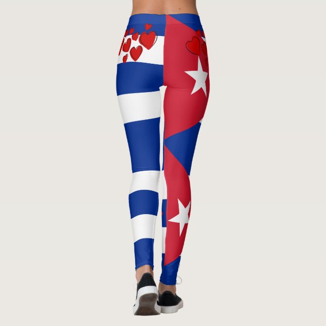 Leggings Drapeau cubain avec illustration de coeur rouge (Dos)