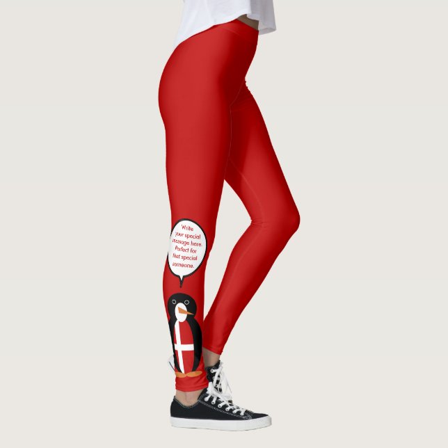 Leggings Drapeau danois Parler de Mme Penguin Personnalisée (Droite)