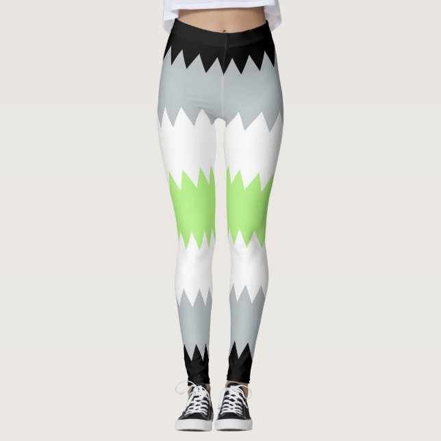 Leggings Drapeau de fierté Agender Abstrait Groovy Boho Zig (Devant)