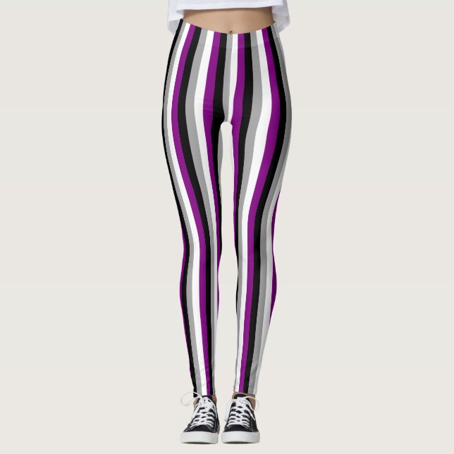 Leggings Drapeau de fierté asexué vertical (Devant)