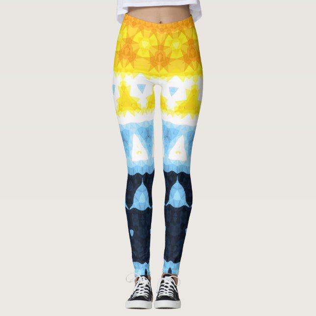 Leggings Drapeau de fierté Boho Groovy Géométrique Abstrait (Devant)