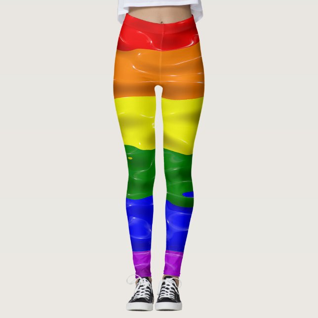 Leggings Drapeau de fierté de SlipperyJoe's vernis liquide  (Devant)