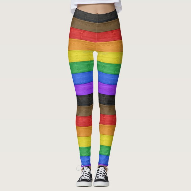 Leggings Drapeau de fierté gay inclusif texturé de Slippery (Devant)