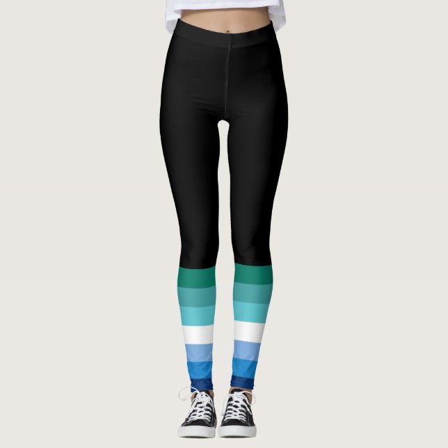 Leggings Drapeau de fierté gay masculin (Azur) (Devant)