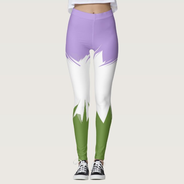 Leggings Drapeau de fierté Genderqueer abstrait ZigZag piqu (Devant)
