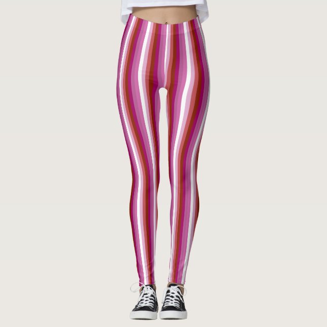Leggings Drapeau de fierté lesbienne vertical (Devant)