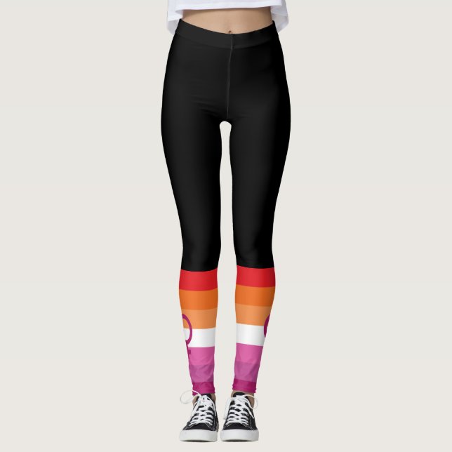 Leggings Drapeau de fierté lesbienne WLW (Coucher de soleil (Devant)