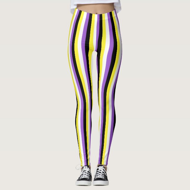 Leggings Drapeau de fierté non binaire vertical (Devant)