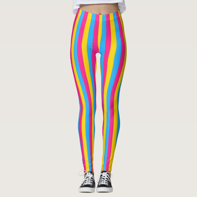 Leggings Drapeau de fierté pansexuelle vertical (Devant)