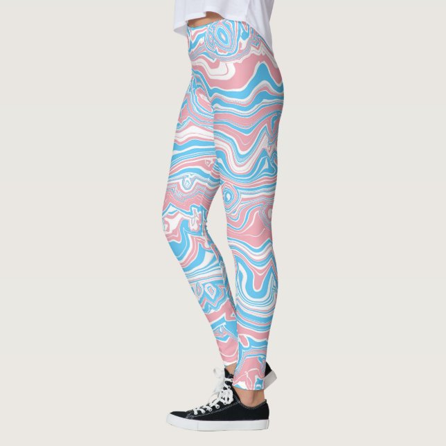 Leggings Drapeau de Fierté Trans Trippsy Boho Groovy Bandes (Gauche)