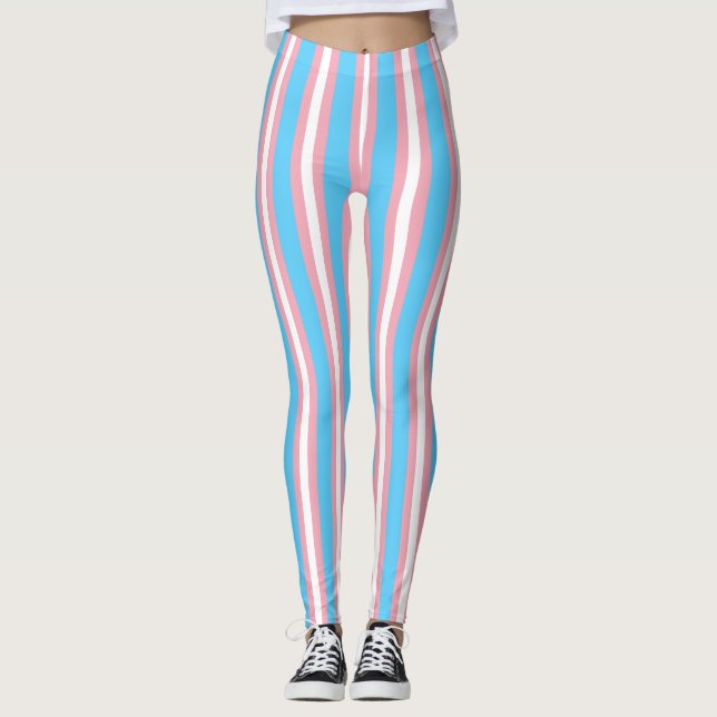 Leggings Drapeau de fierté transgenre vertical (Devant)