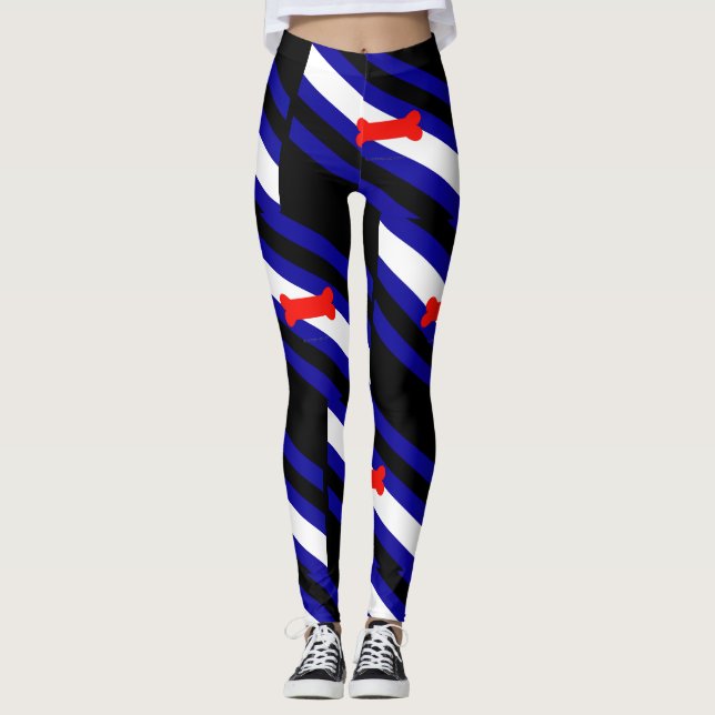 Leggings Drapeau de la fierté de jeu de chiots de SlipperyJ (Devant)