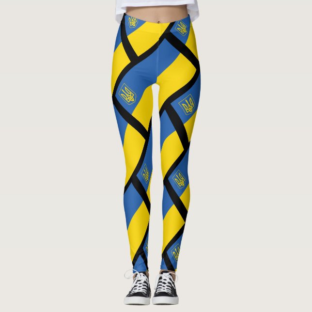 Leggings Drapeau de l'Ukraine avec Trident (Devant)