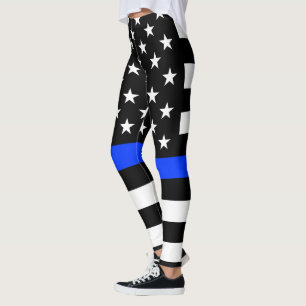 Leggings Drapeau de police de la Ligne Bleue Mince