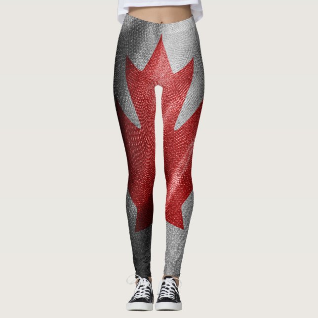 Leggings Drapeau de soie du Canada (Devant)