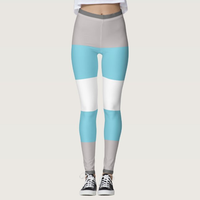 Leggings Drapeau Demiboy gris bleu blanc rayé LGBT (Devant)