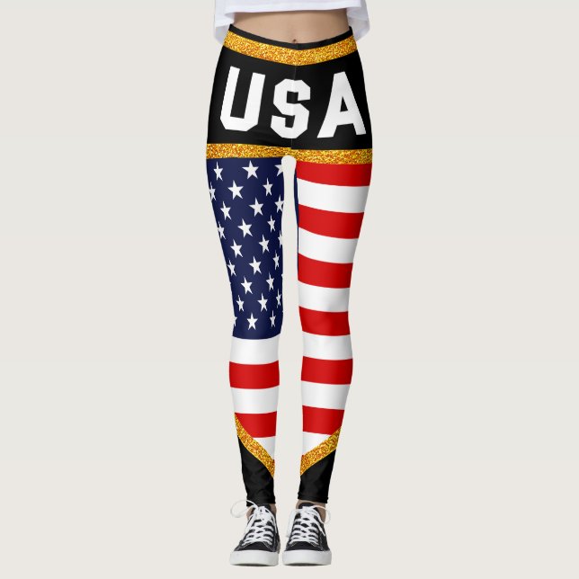 Leggings Drapeau des États-Unis (Devant)