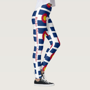 Leggings Drapeau d'État des Rocheuses du Colorado Red Blue