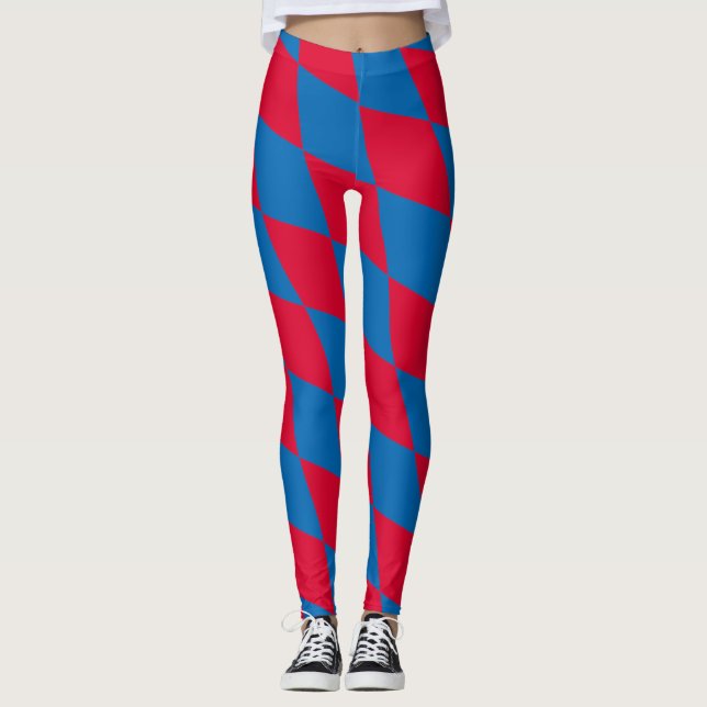 Leggings Drapeau diamant Bavière bleu et rouge Motif (Devant)