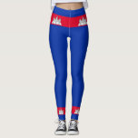 Leggings Drapeau du Cambodge<br><div class="desc">Depuis vers 1850,  le drapeau cambodgien présente au centre une représentation d'Angkor Vat. Le drapeau actuel,  avec une frontière bleue et un centre rouge a été adopté après l'indépendance du Cambodge en 1948. #patriotic #flag #cambodia #cambodian #angkorwat</div>