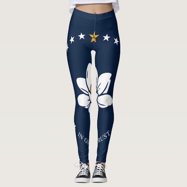 Leggings Drapeau du Mississippi - Nouveau Drapeau de Magnol (Devant)