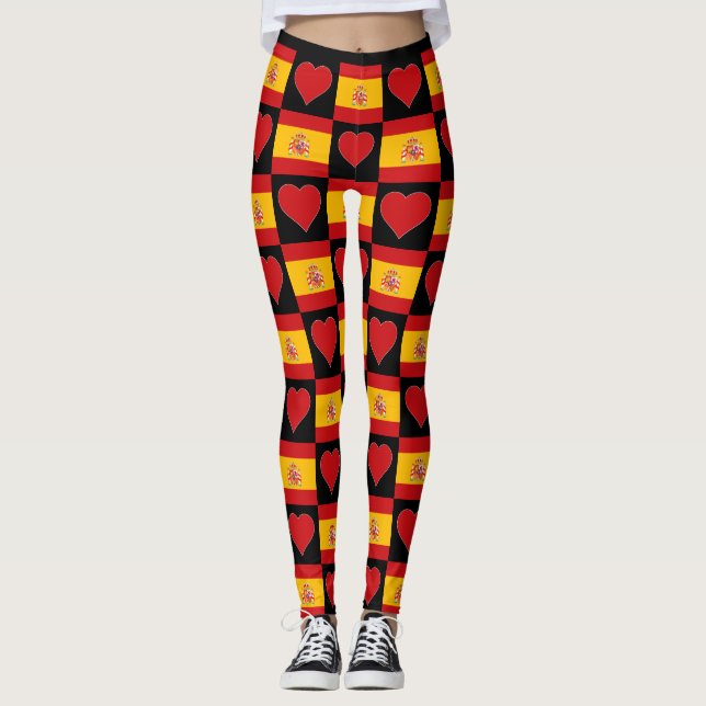 Leggings Drapeau espagnol Coeur Motif mignon Patriotique Es (Devant)