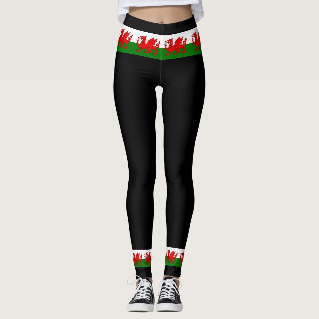 Leggings Drapeau gallois dragon rouge gallois (Devant)