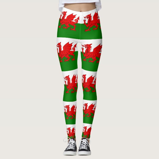 Leggings Drapeau gallois dragon rouge gallois (Devant)