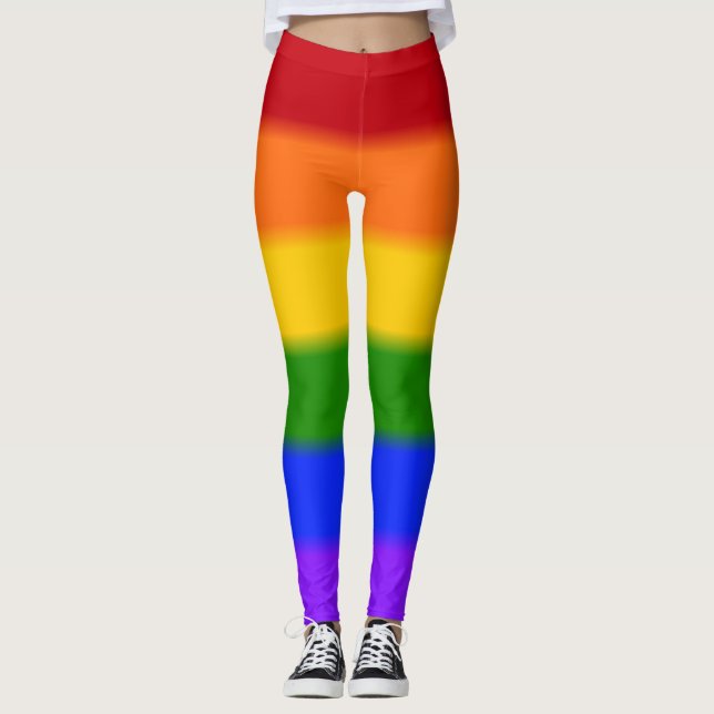 Leggings Drapeau Gay pride arc-en-ciel plat (Devant)