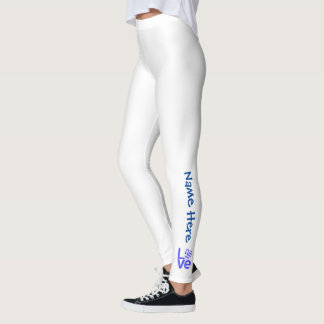Leggings Drapeau grec Coeur bleu amour avec votre nom