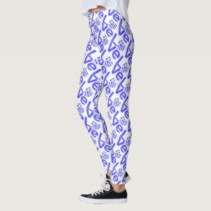 Leggings Drapeau grec Coeur Bleu AMOUR Carrelé