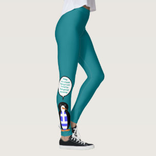 Leggings Drapeau grec parlant Ms Penguin personnalisé