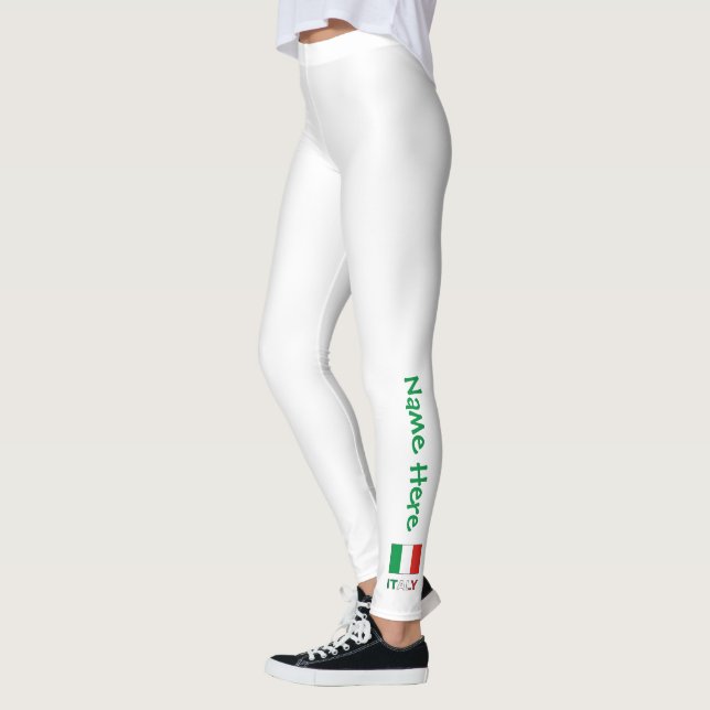 Leggings Drapeau Italien Moderne Tricolore Nom Ici (Gauche)