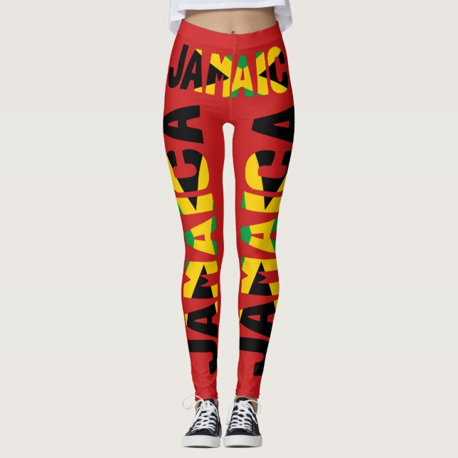 Leggings Drapeau jamaïcain Jambes rouges (Devant)