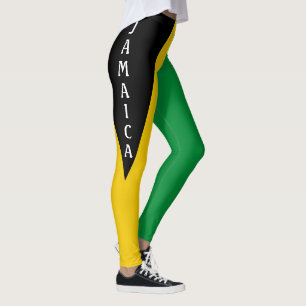 Leggings Drapeau jamaïcain vert or et noir jamaïcain