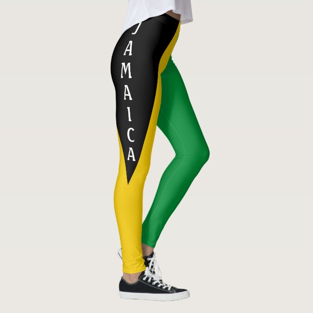 Leggings Drapeau jamaïcain vert or et noir jamaïcain (Droite)