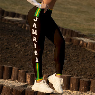 Leggings Drapeau jamaïcain Vert Or & Noir Jamaïque Sports