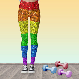 Leggings Drapeau LGBT arc-en-ciel vibrant paillettes scinti