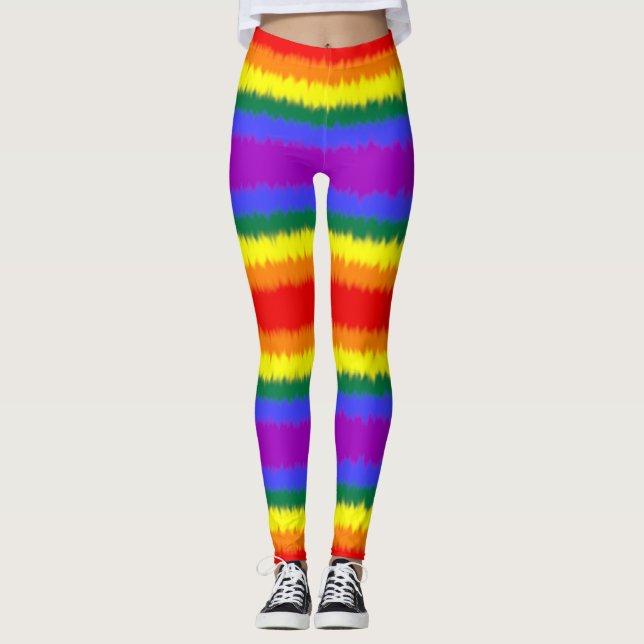 Leggings Drapeau LGBT+ - Légendes larges bandes (Devant)