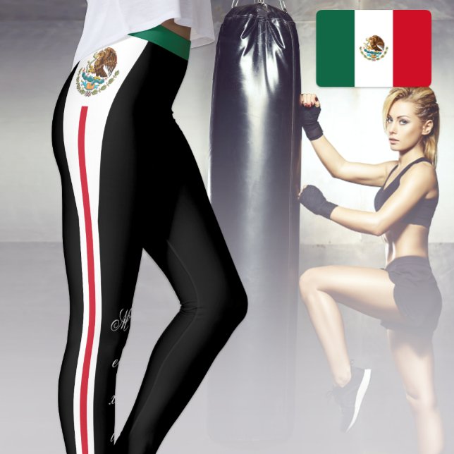 Leggings Drapeau mexicain noir (Créateur téléchargé)