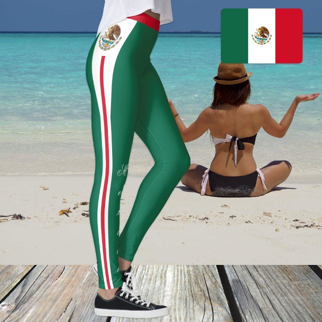 Leggings Drapeau mexicain vert (Créateur téléchargé)