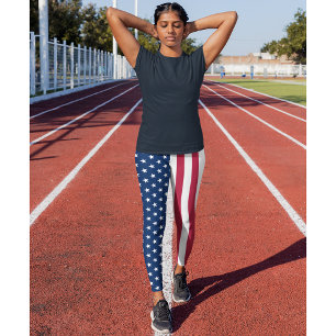 Leggings Drapeau patriotique américain Drapeau rouge blanc