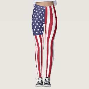 Leggings Drapeau Patriotique Rouge Blanc Bleu Étoiles Et Fr