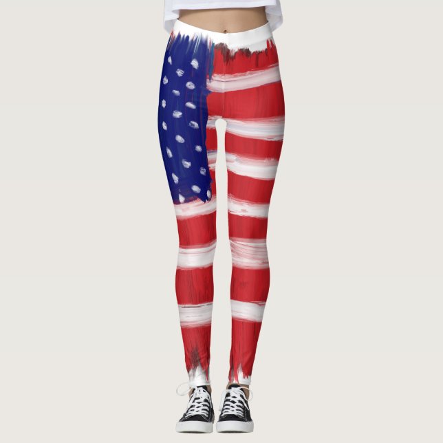 Leggings Drapeau peint d'art populaire (Devant)