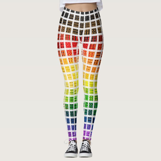 Leggings Drapeau Quirky Boho Plaid Coloré Gay Rainbow Pride (Devant)