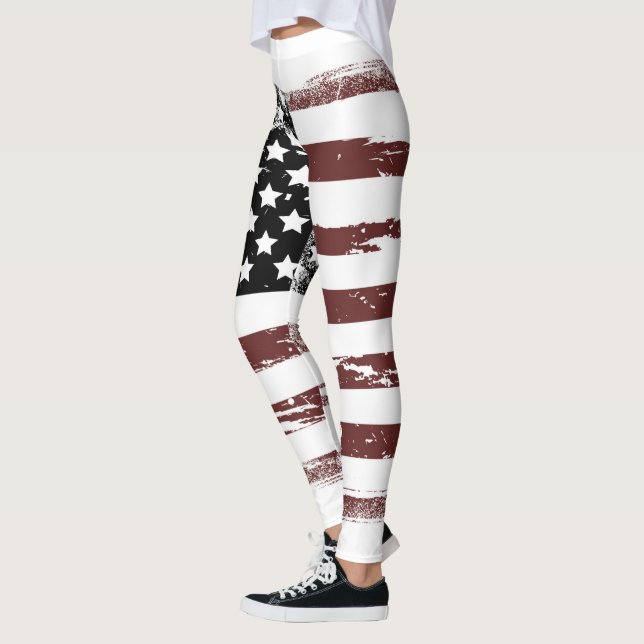 Leggings Drapeau USA Délavé Aspect Usé (Gauche)