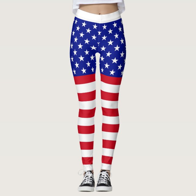 Leggings Drapeau USA Femmes (Devant)