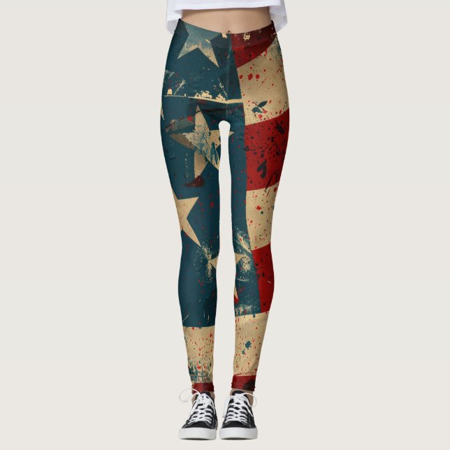Leggings Drapeau vintage américain (Devant)