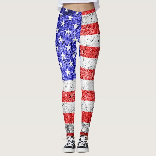 Leggings Drapeau vintage américain #12 (Devant)