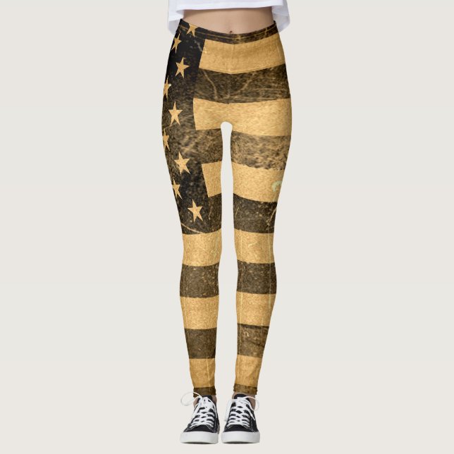 Leggings Drapeau vintage américain #16 (Devant)